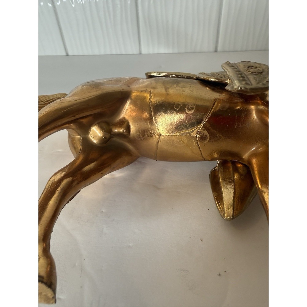 Vintage MCM Brass Like Western Style Horse w Saddle Nostalgic Americana Decor - Picture 14 of 16